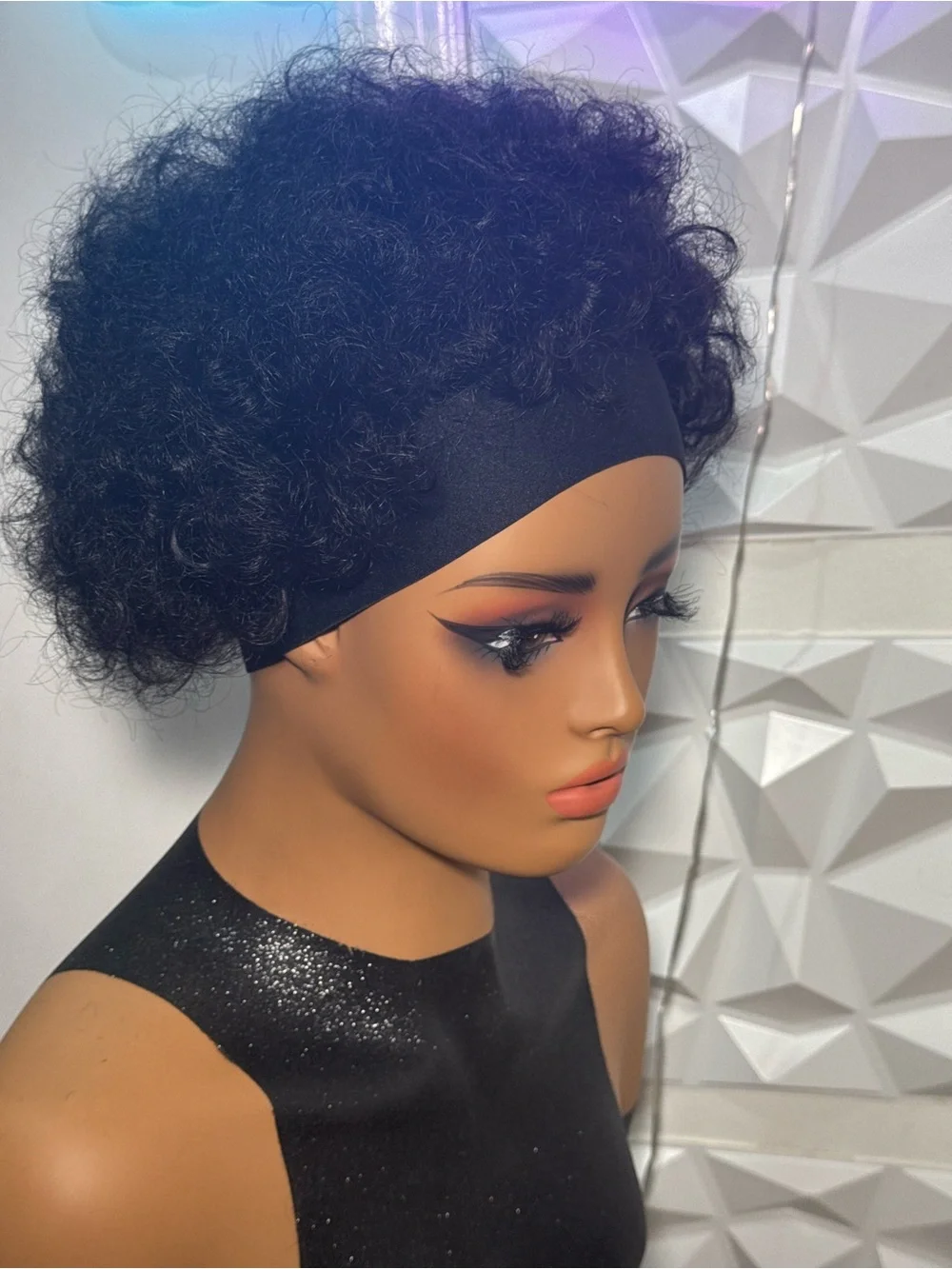 100% Human Hair Afro Curly Headband Wig | Glueless Short Natural Look Wig